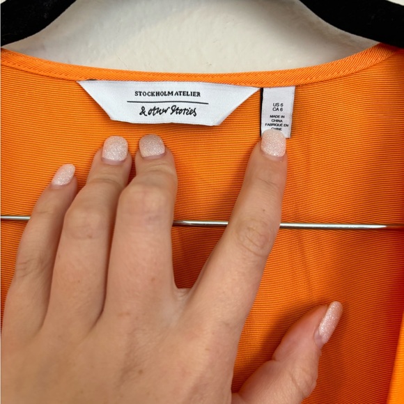 & Other Stories Cupro Wrap Mini Dress in Orange - Size 6 - Picture 4 of 7